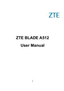 ZTE Blade A512 manual. Tablet Instructions.